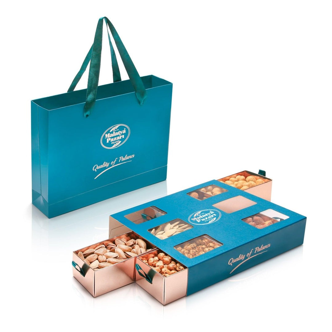 Luxury Mix Nuts Box Blue 450 g (15,87 oz) - Palanci Shop