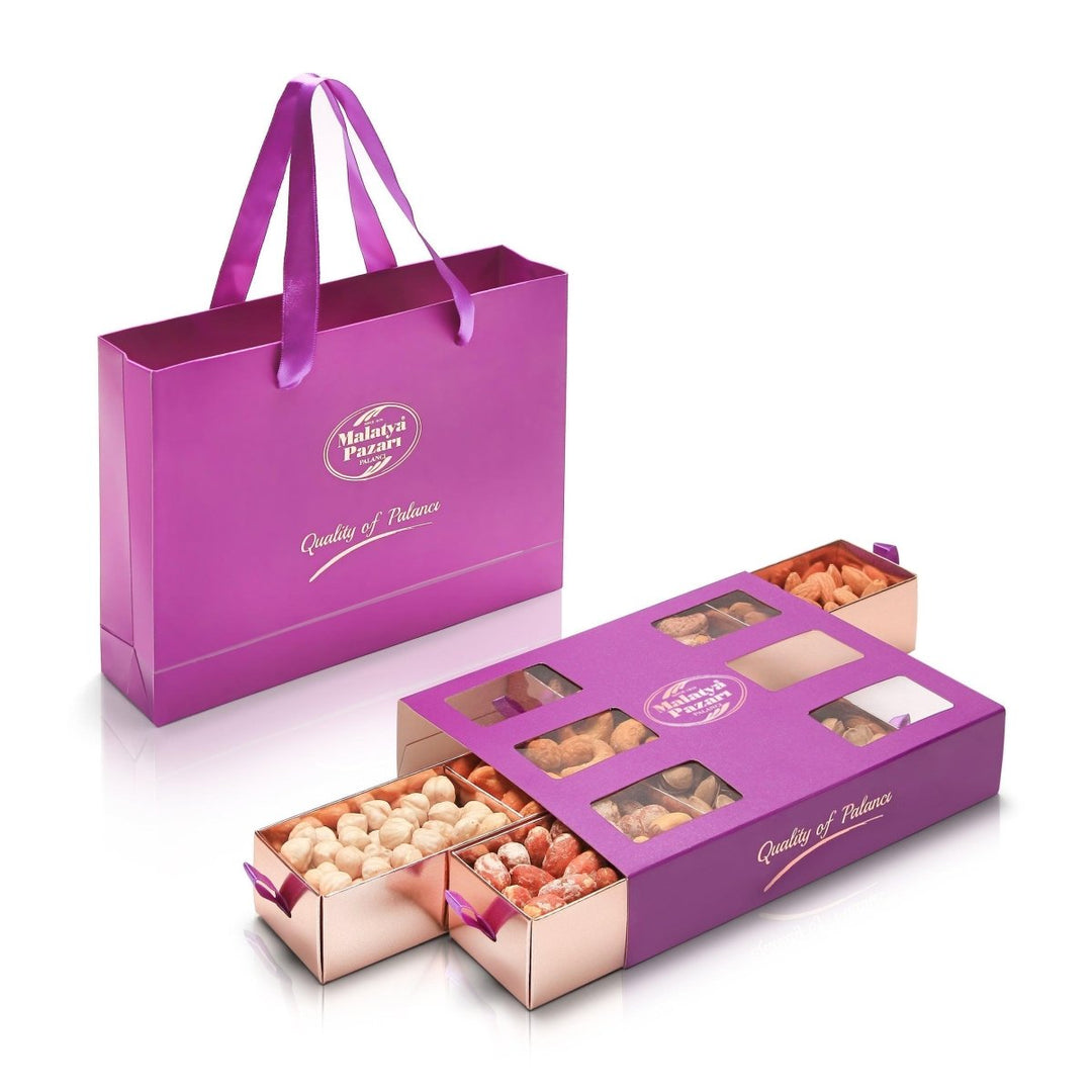 Luxury Mix Nuts Box Purple 470 g (16,57 oz) - Palanci Shop